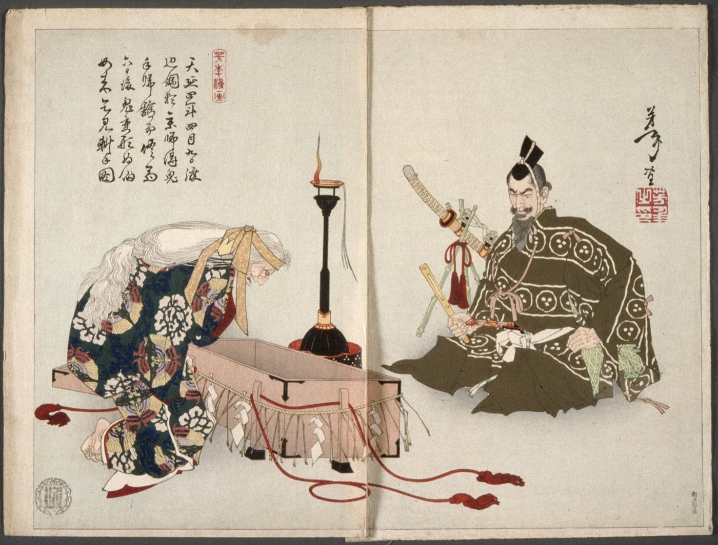 月岡芳年による羅生門の鬼を描いた浮世絵